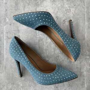 Women’s Denim blue Rhinestone pump heel Dressy Business Casual size 7.5
